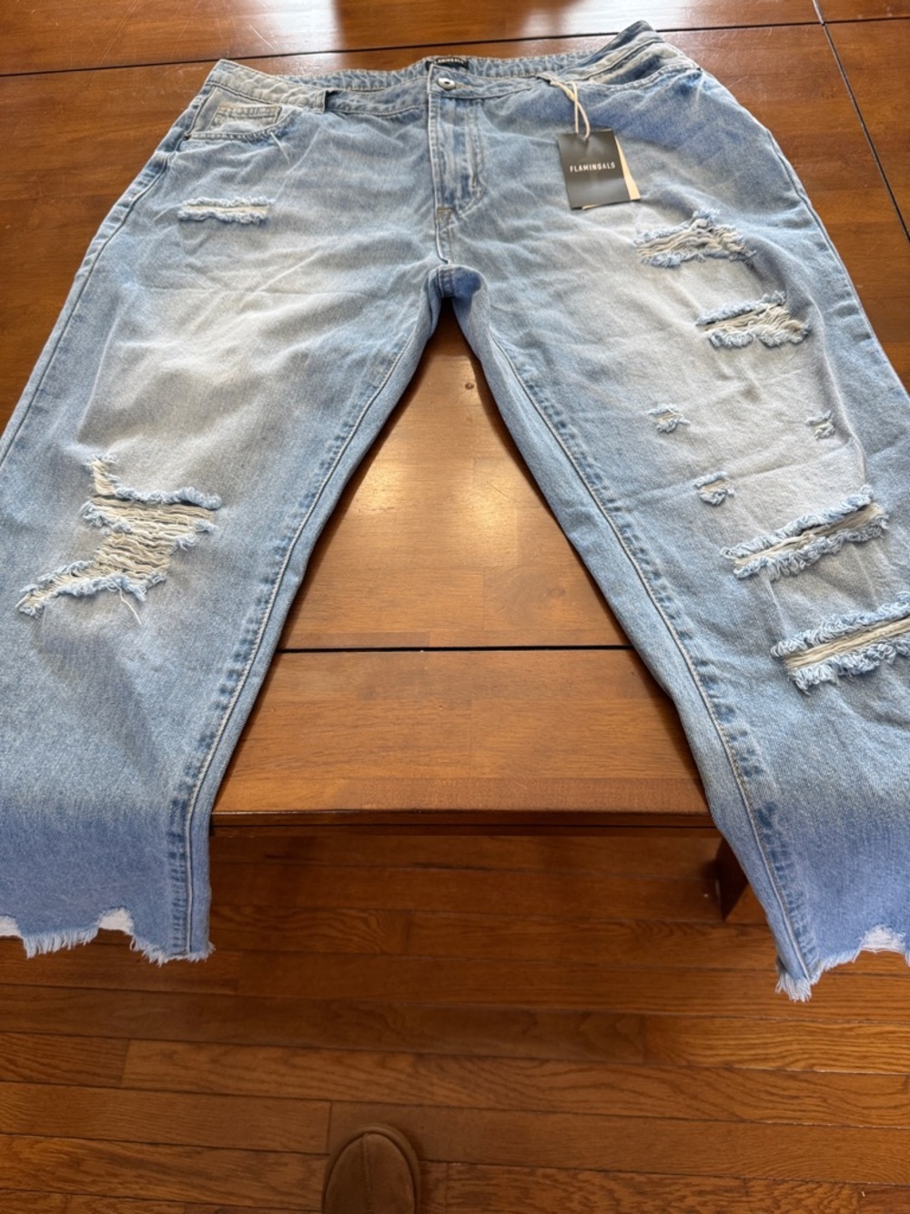 Flamingals  Light Blue Distressed Boyfriend Jeans